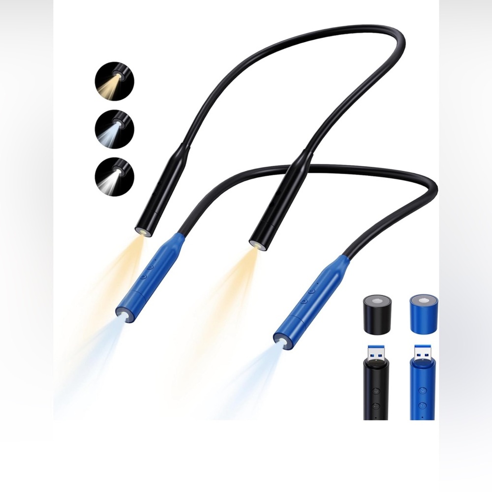 2 pieces of rechargeable LED neck reading lights